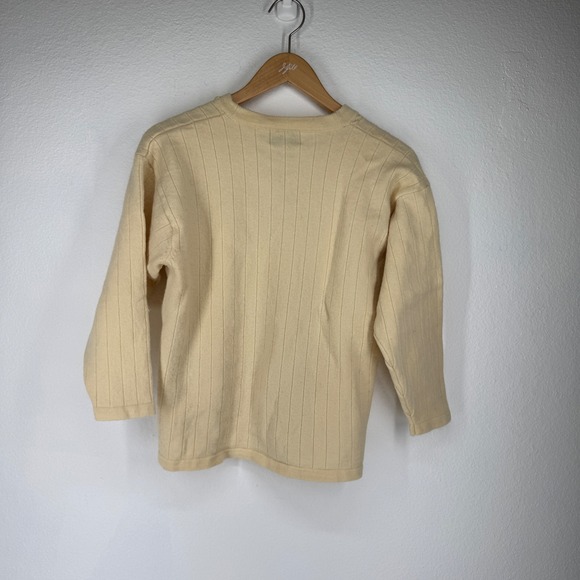 Pomo Doro Womens Cream Ribbed Cardigan Button Pearl Beaded Size M Wool Country - Picture 6 of 7